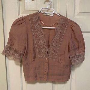 Zara Buttoned Lace Top